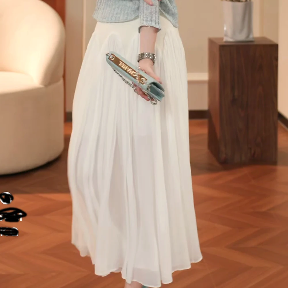 春夏新款法式褶皱飘逸感气质轻奢轻熟风半身裙温柔知性裙子