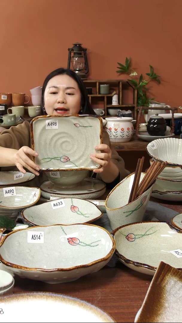 陶瓷A498 一只陶瓷荷花长方盘23*18.5可能微