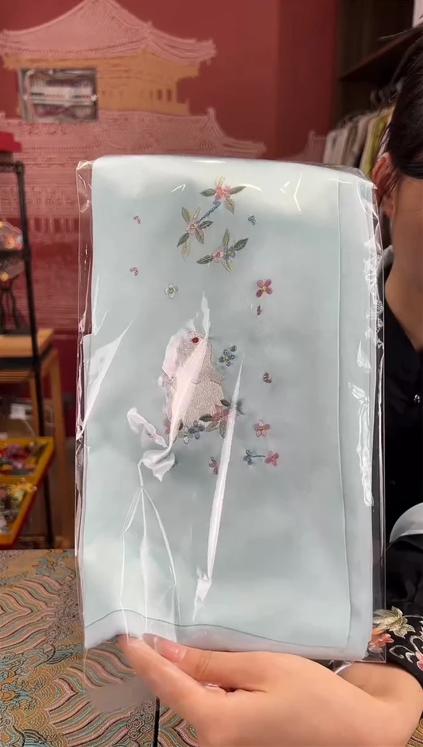 刺绣苏绣100桑蚕丝真丝雪纺丝巾