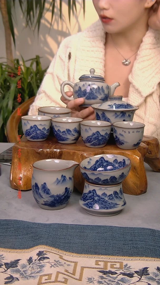 简装家用款9件套 老陶泥开片纹陶瓷茶具