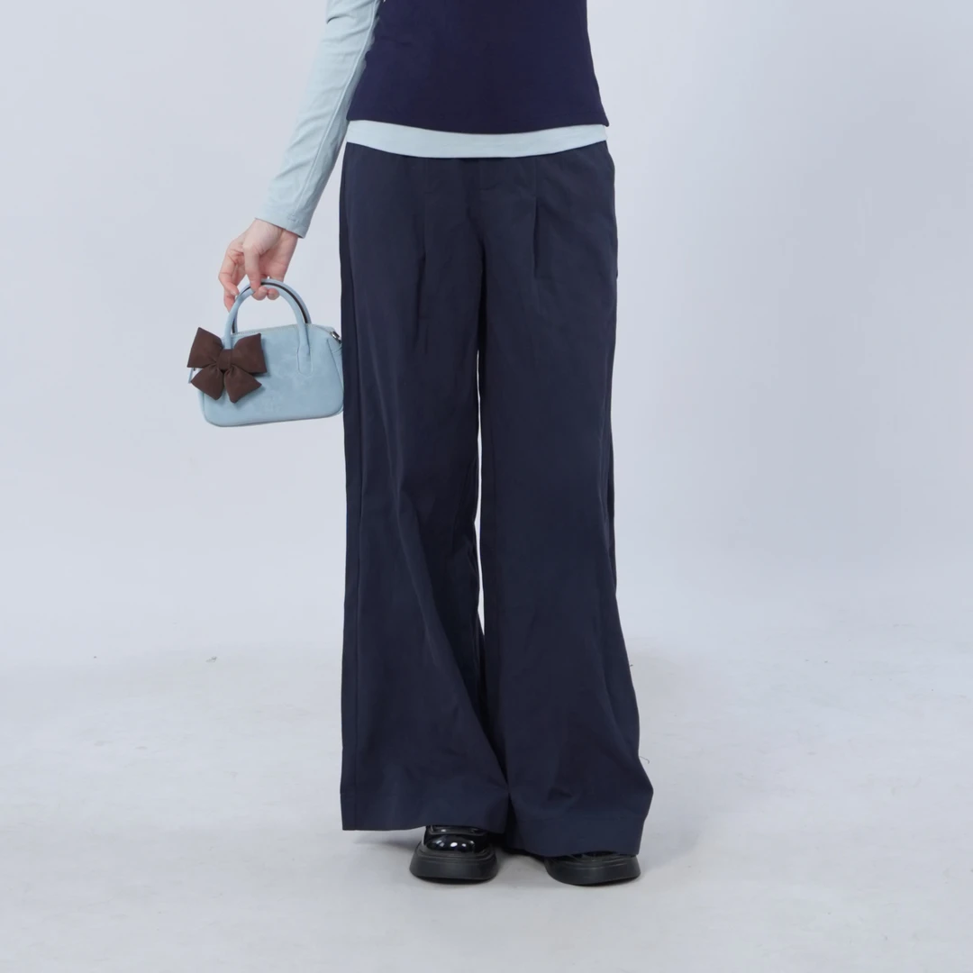 三福 秋季时尚舒适宽松纯色百搭秋冬打褶休闲裤 512000