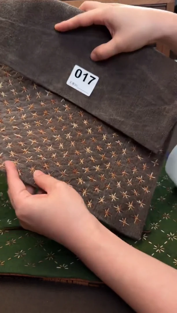 织绣Cici手作老布柿染杯垫-017