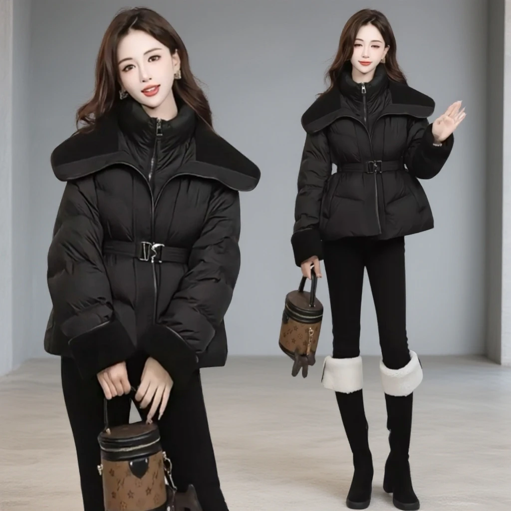 时尚女2025冬季新款设计感洋气收腰显瘦气质短款白鸭羽绒时尚百搭