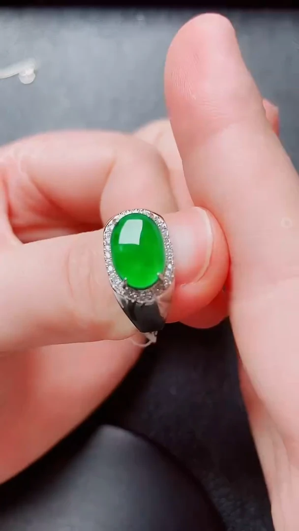翡翠戒指银S925镶嵌翡翠