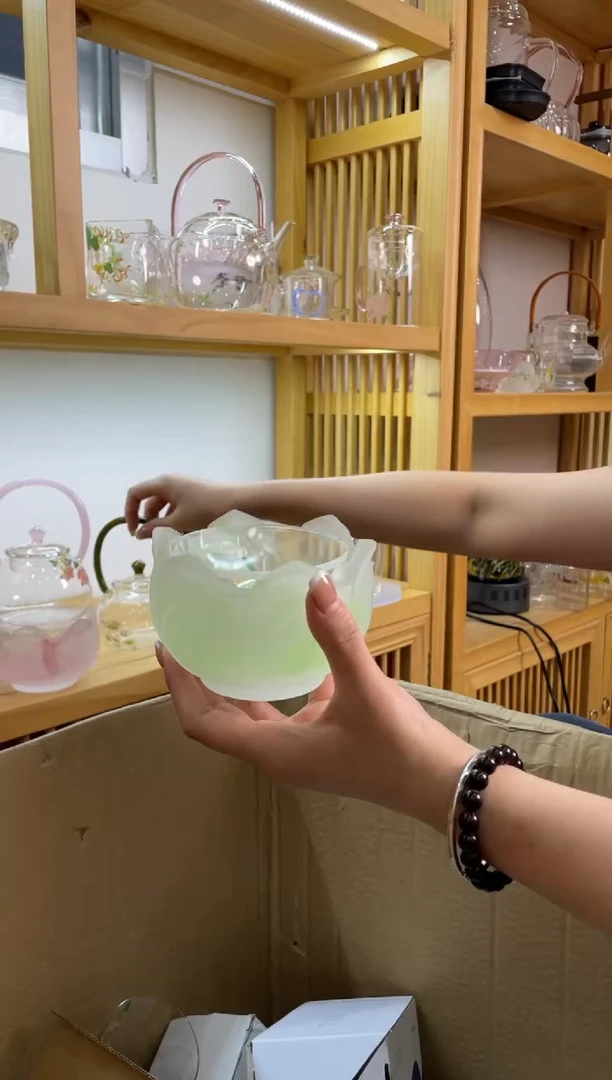 琉璃温茶器绿色莲花啊