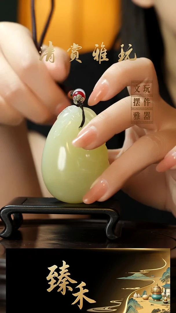 玉《富得流油》手把件摆件