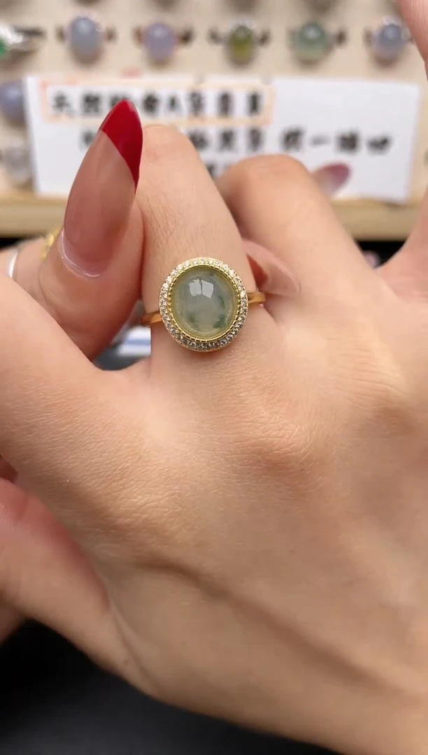 【闪购商品】翡翠戒指银S925镶嵌一物一证一礼盒