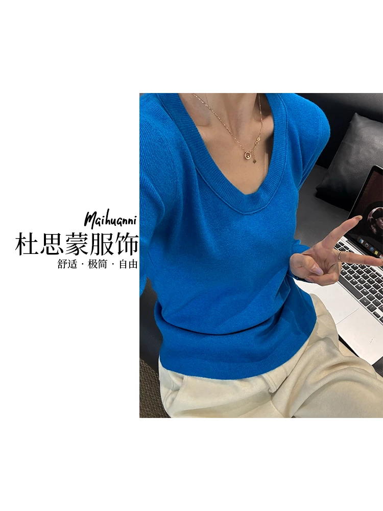 （杜思蒙服饰）99482-【宝藏衣橱】韩版设计感百搭休闲U领打底衫