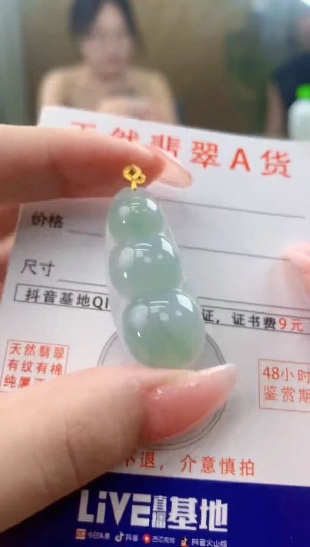 颈饰18K金镶嵌翡翠天然A货翡翠挂件