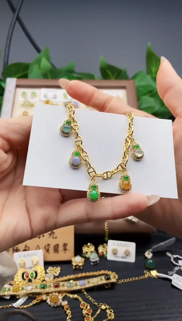 银S925镶嵌手链翡翠12