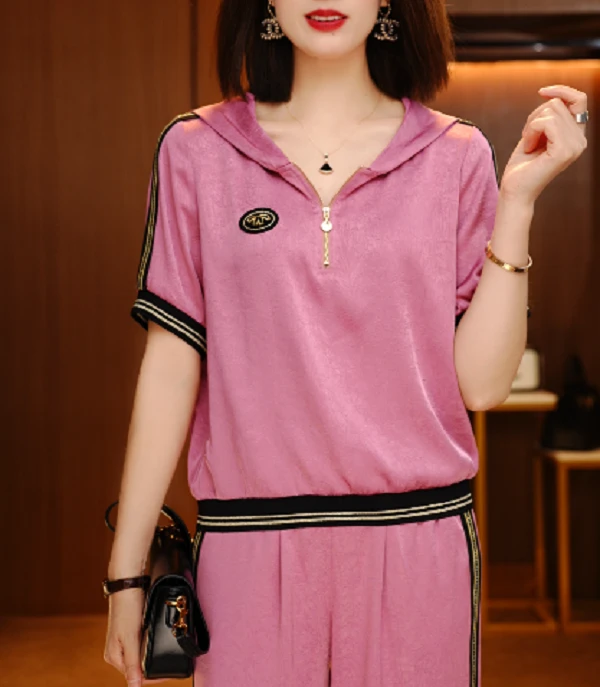 胭脂粉-夏季极简风减龄优雅轻奢时尚百搭气质套装