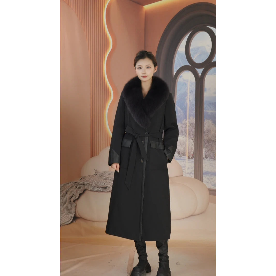 《反季》高端狐狸毛领填充90零白鹅绒冬季长款修身气质贵气外套