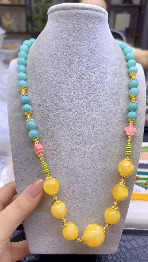 蜜蜡毛衣链未镶嵌DIY款M648