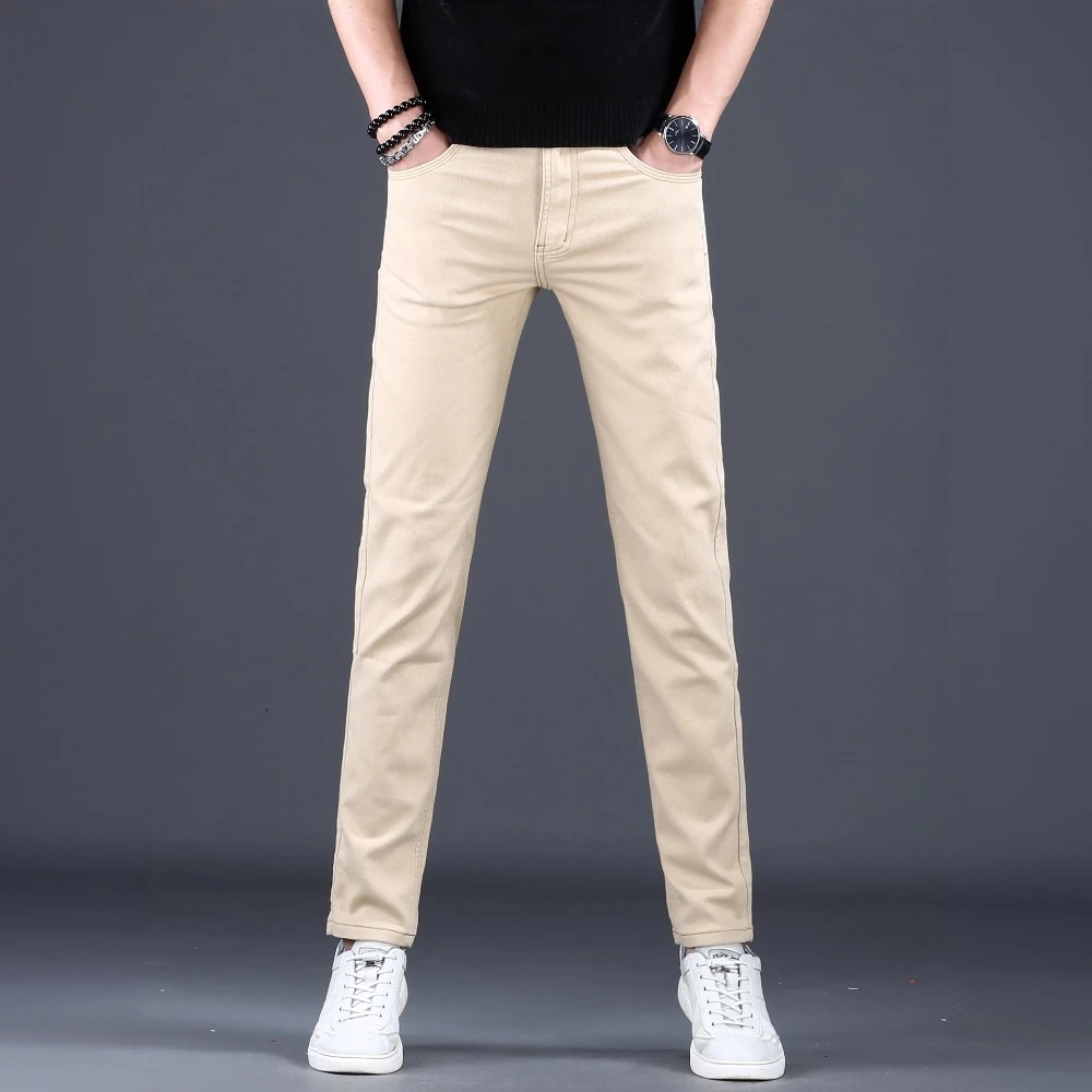 Cebrodz高端时尚潮流男士牛仔裤厚款秋冬新款弹力修身小脚潮牌裤