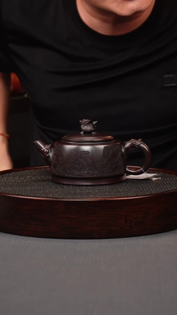 茶壶紫砂古红泥 龙龟