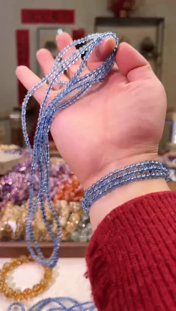 【闪购商品】海蓝宝石手串未镶嵌魔鬼蓝多圈（多样性发其一）