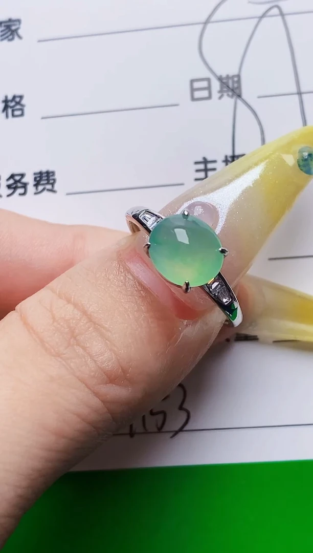 银S925镶嵌戒指翡翠8153