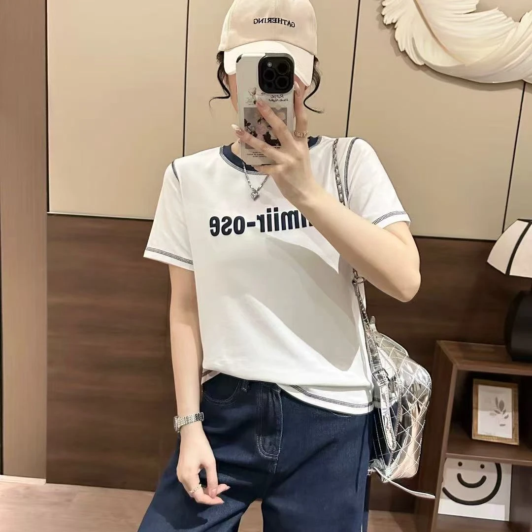 女士短袖洋气拼接款004