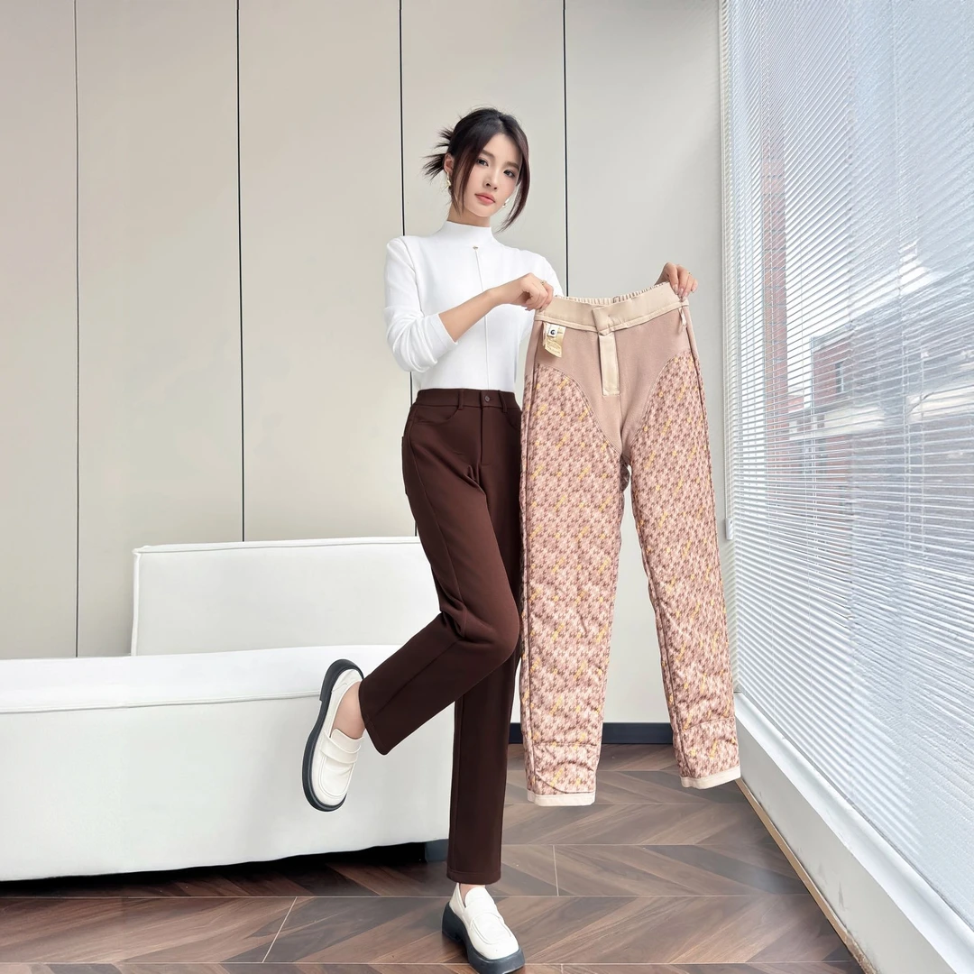 奢品加厚鹅绒裤女外穿新款冬季保暖高腰女裤全鹅绒羽绒裤潮时尚