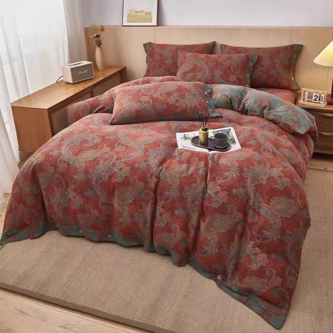 凤尾花全棉纯棉双层纱A类母婴全棉床品