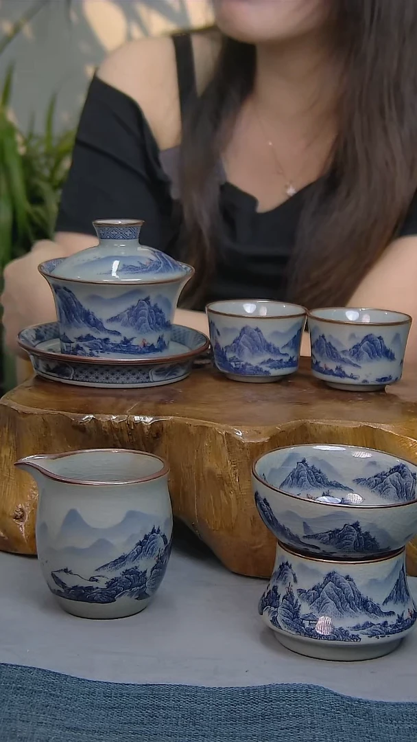 简装家用款5件套 老陶泥开片纹陶瓷茶具