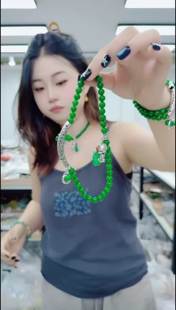 翡翠未镶嵌颈饰0735大弯管项链