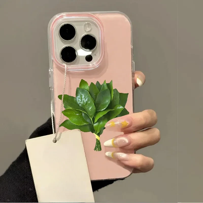 柚子叶适用于苹果15/16plus苹果卡通手机壳14pro/13大孔白色IMD壳