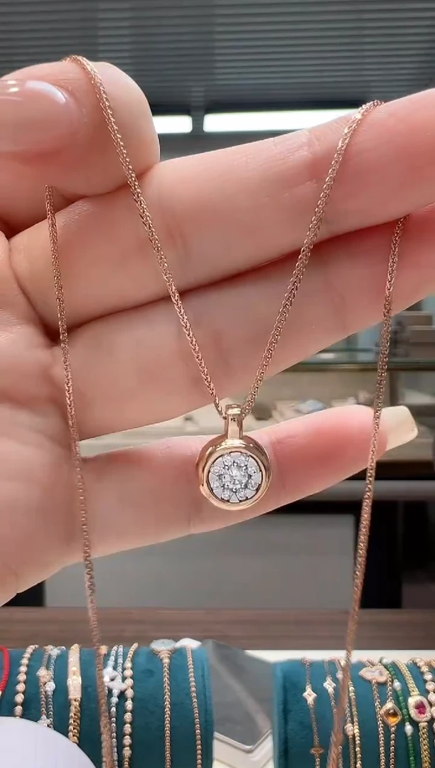 【闪购商品】钻石吊坠(不含链)18K金镶嵌钻石泡泡吊坠K红