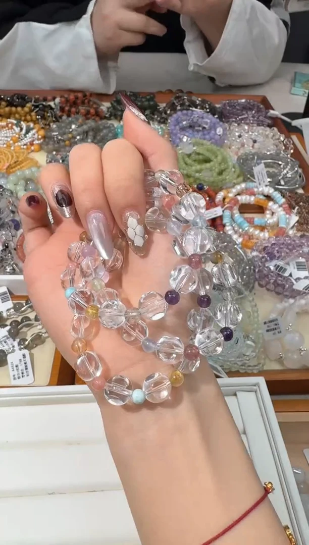 【闪购商品】水晶手串未镶嵌C004白水方块隔珠多宝款