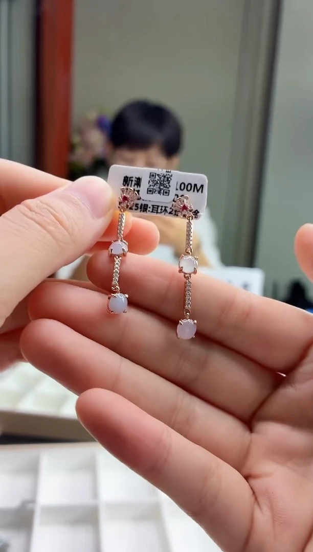 银S925镶嵌翡翠耳饰111111
