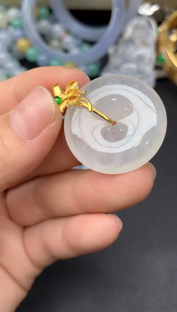 颈饰18K金镶嵌翡翠162-雪姐翡翠天天见