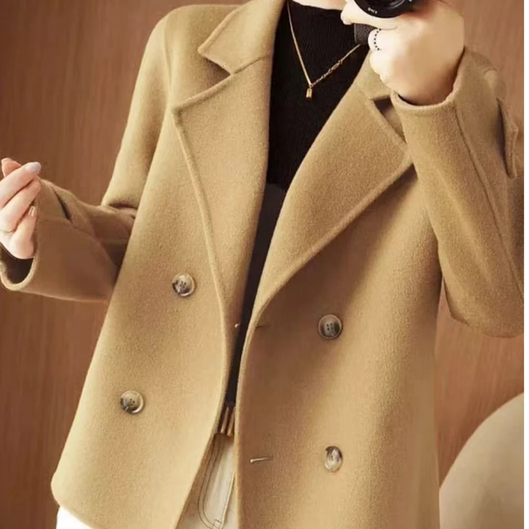 双面呢大衣西装短款