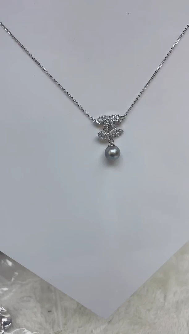 海水珍珠银S925镶嵌颈饰