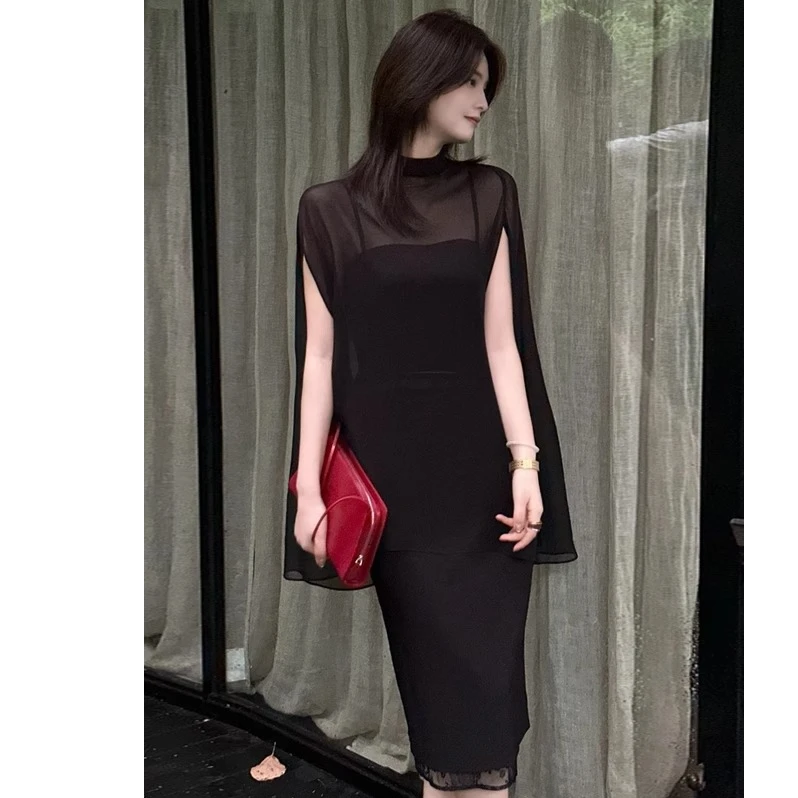 时尚连衣裙女夏季新款洋气质显瘦穿搭防晒衫罩衫吊带半身裙三件套