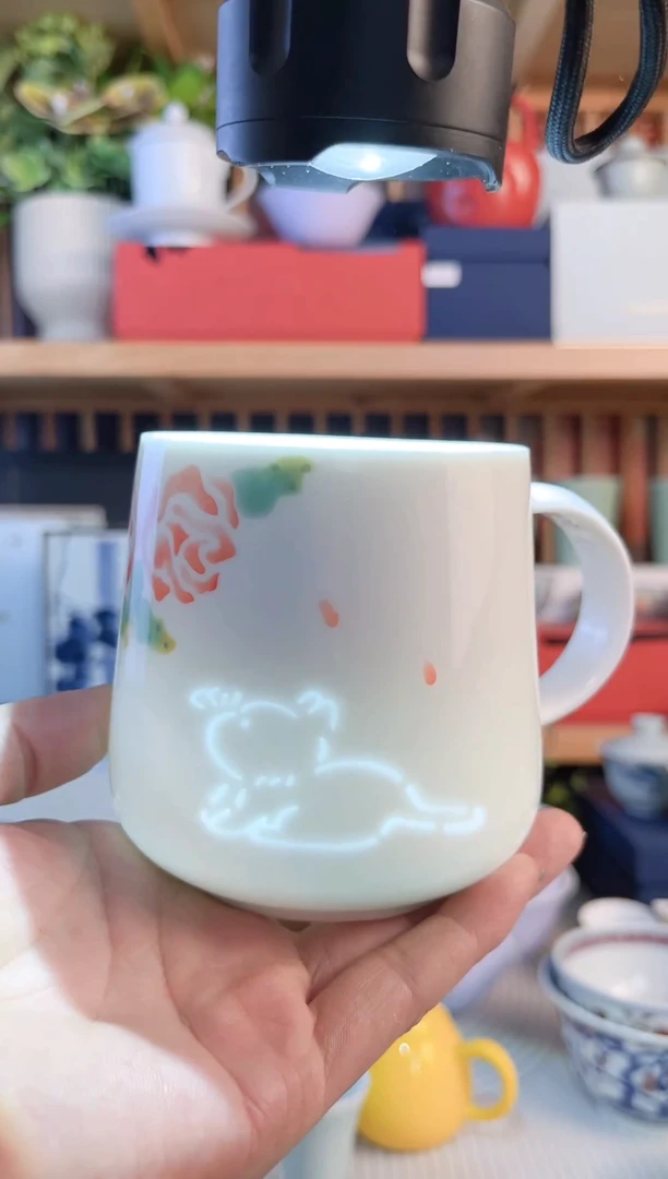 陶手绘玲珑高温白玉瓷杯子