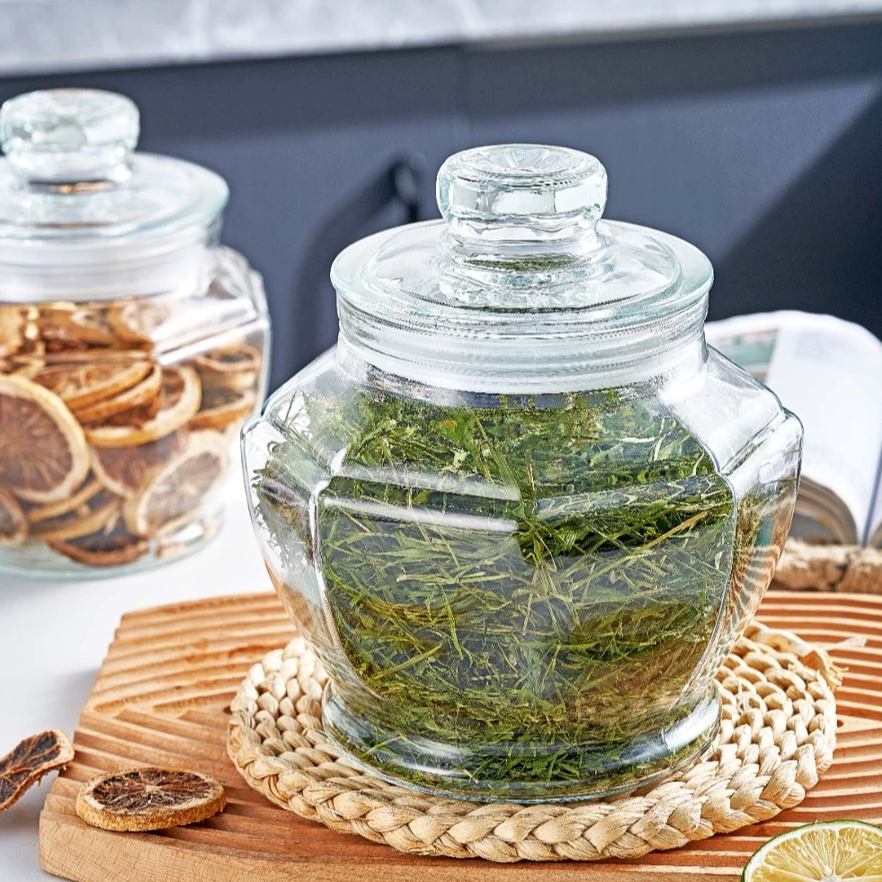 茶叶罐陈皮储存罐透明家用密封储物罐加厚带盖零食玻璃收纳罐