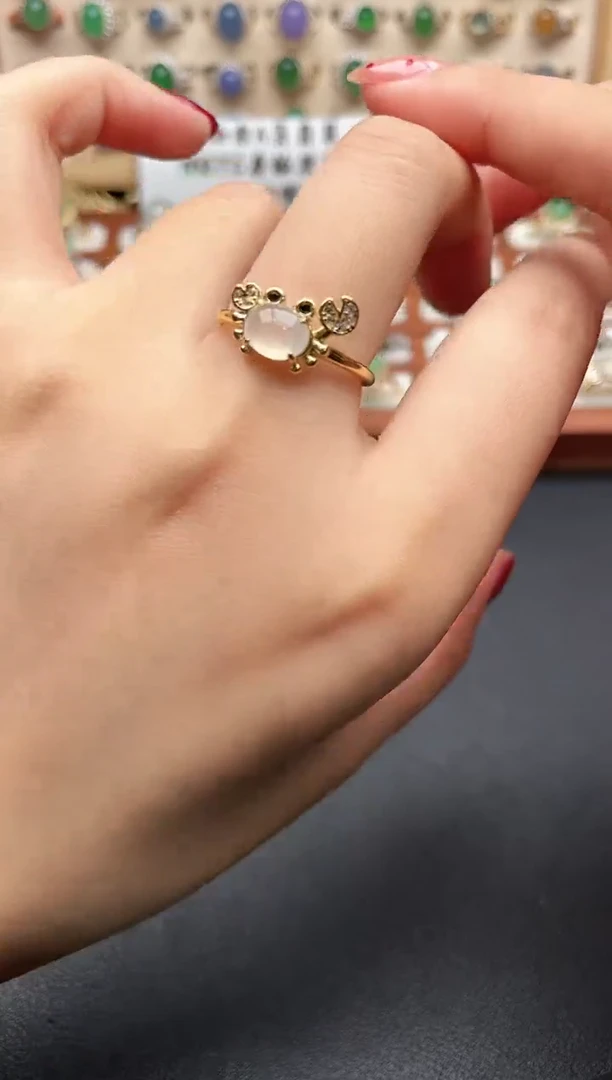 银S925镶嵌戒指翡翠一物一证一礼盒