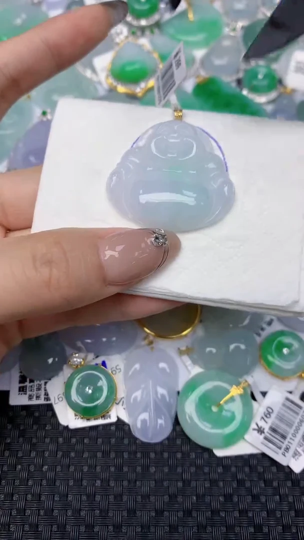 颈饰18K金镶嵌翡翠天然缅甸翡翠a货百元以上9元证书费自理