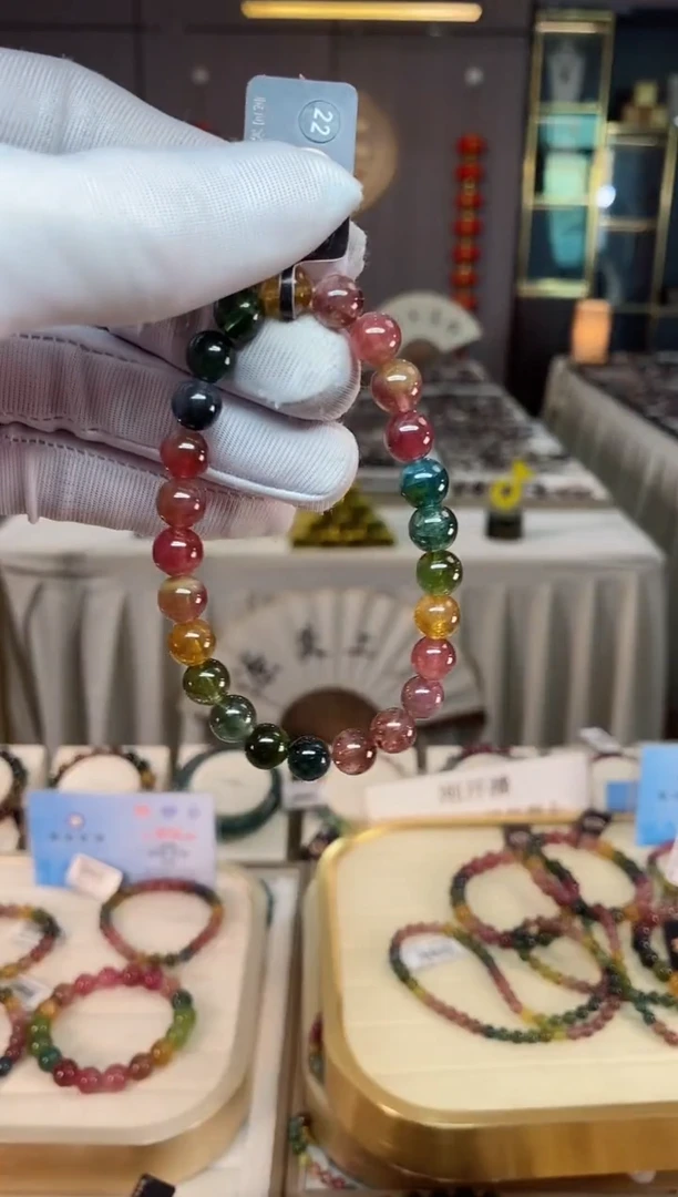 未镶嵌老矿碧玺彩虹单圈手串7mm+碧玺xion多样性发一条