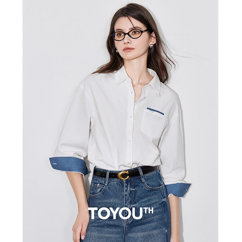 【黄满满专属】初语别致口袋时尚衬衫小众气质衬衣8432023