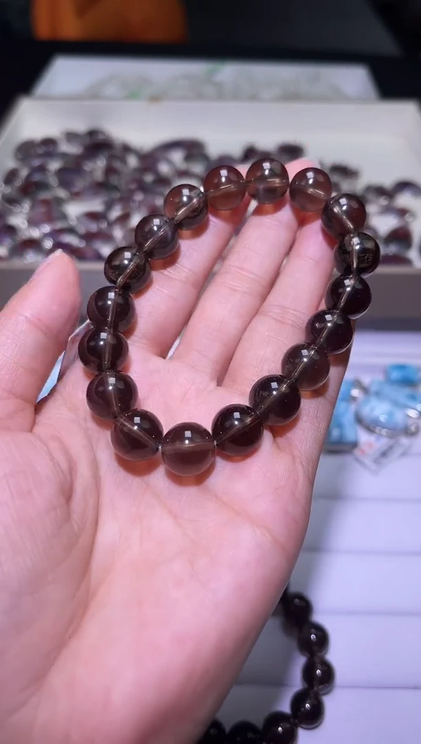 未镶嵌手链水晶J077-12mm茶晶单圈-多样性发其一