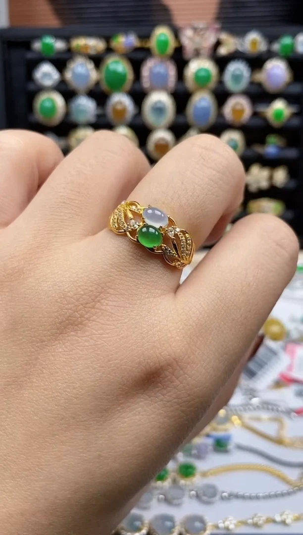 银S925镶嵌戒指翡翠9347