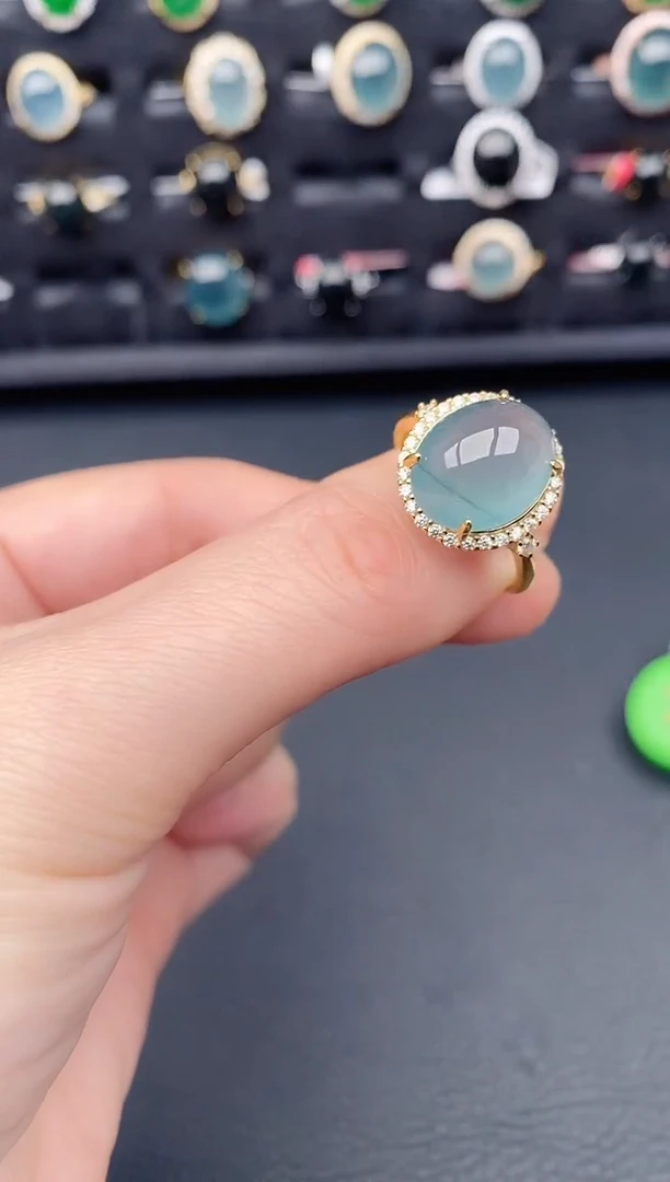 银S925镶嵌戒指翡翠天然a货翡翠42