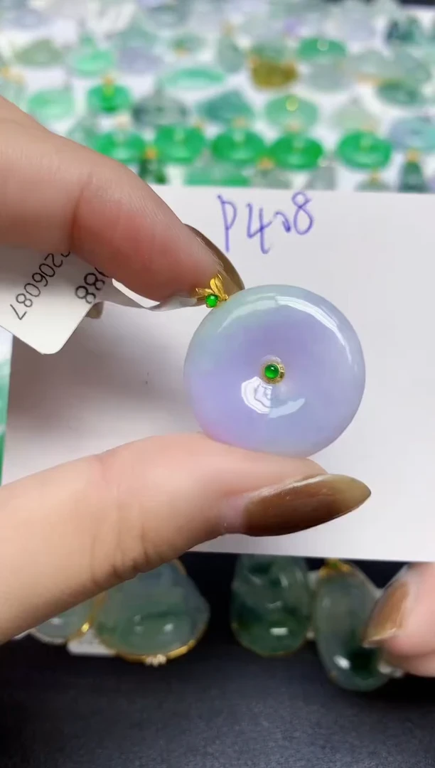 颈饰18K金镶嵌翡翠天然缅甸翡翠A货翡翠百元以上9元证书费自理