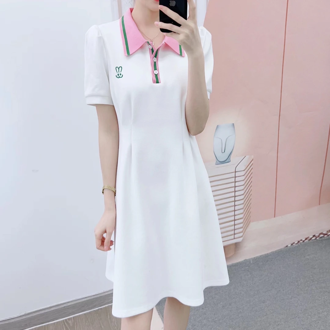 056/L5清仓休闲韩版POLO领短袖连衣裙