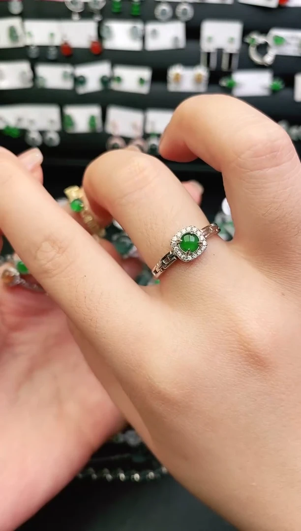 银S925镶嵌戒指翡翠0