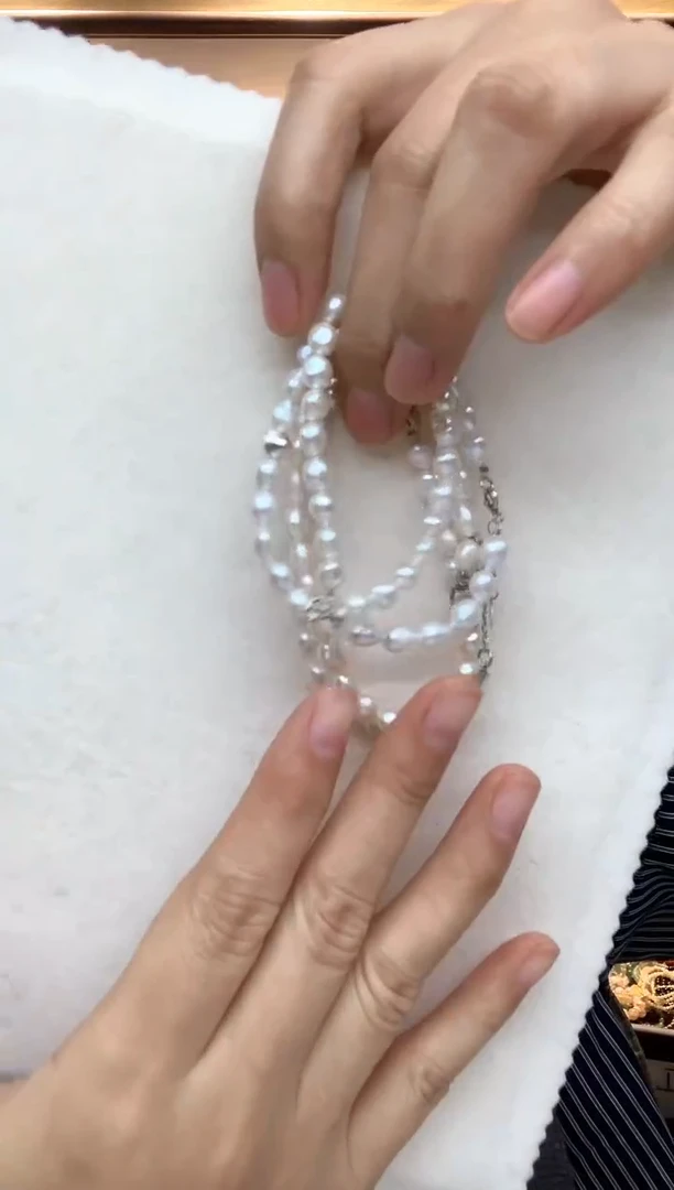 银S925镶嵌手绳淡水珍珠手链3