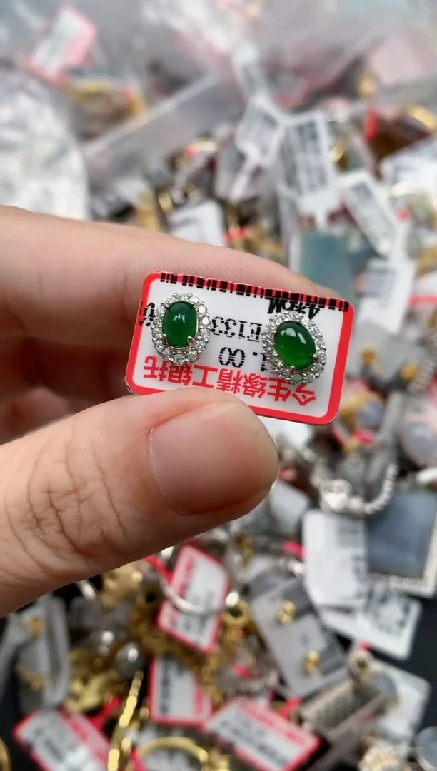 翡翠戒指银S925镶嵌缅甸天然翡翠