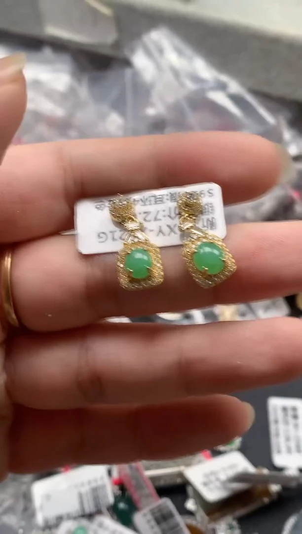 银S925镶嵌戒指翡翠天然A货缅甸翡翠