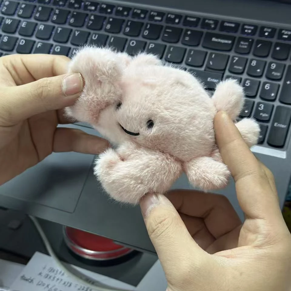 毛茸茸粉色小螃蟹螃蟹玩偶